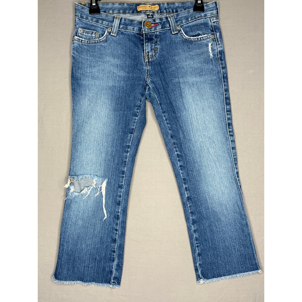 True Vintage y2k Tommy Jeans Distressed Capri Blue Jeans Size 3 Juniors